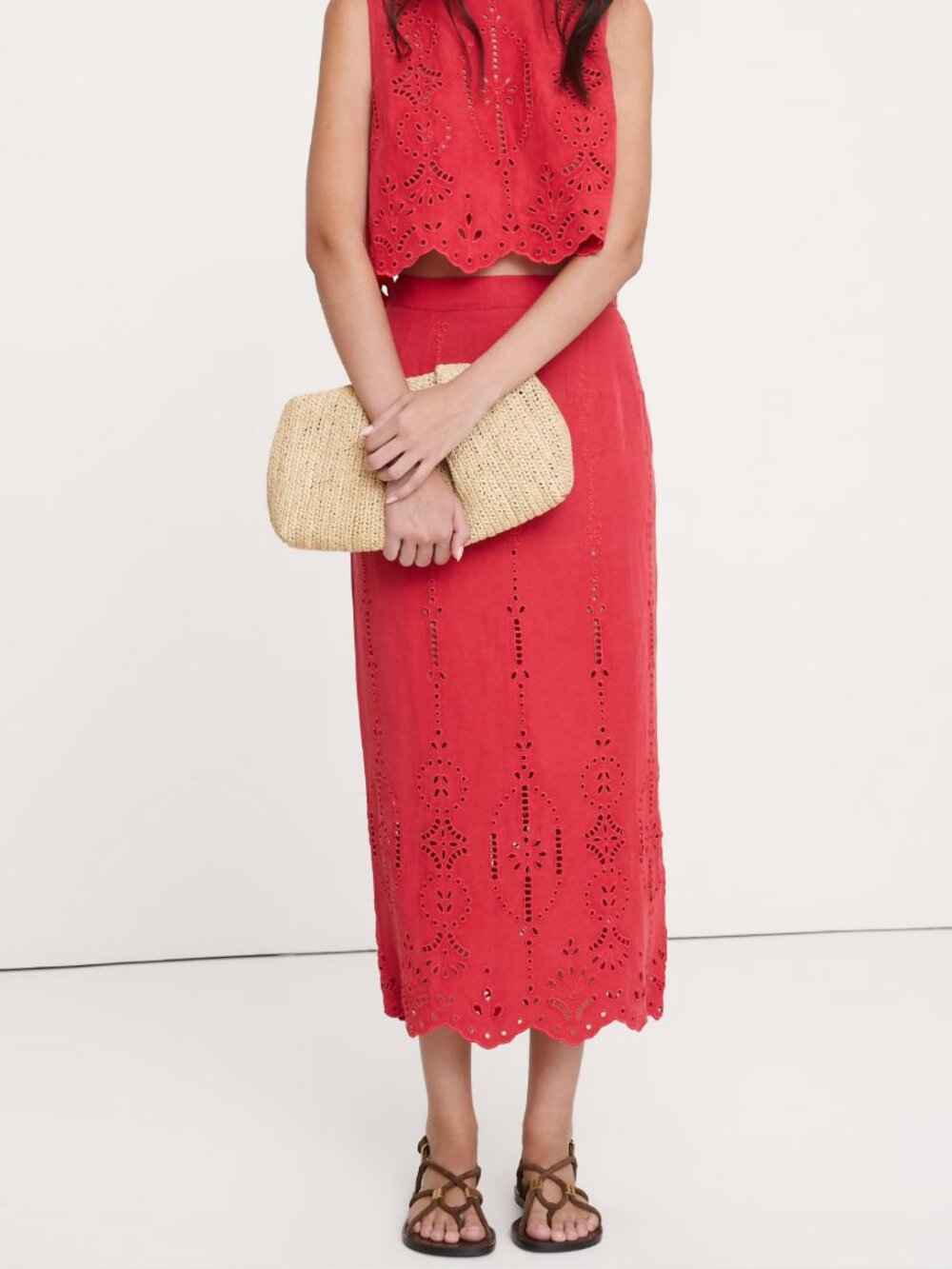 Banana Republic Tencel™-Linen Eyelet Maxi Skirt, size 12